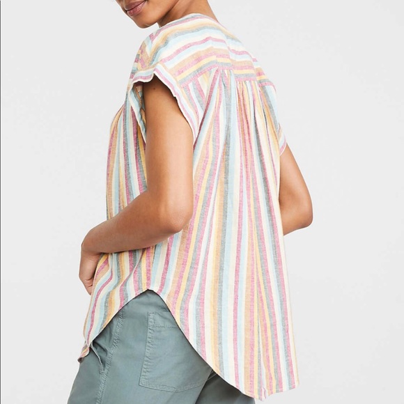 Lou & Grey Loft Multicolor Stripe Linen Cotton Top - Picture 7 of 7